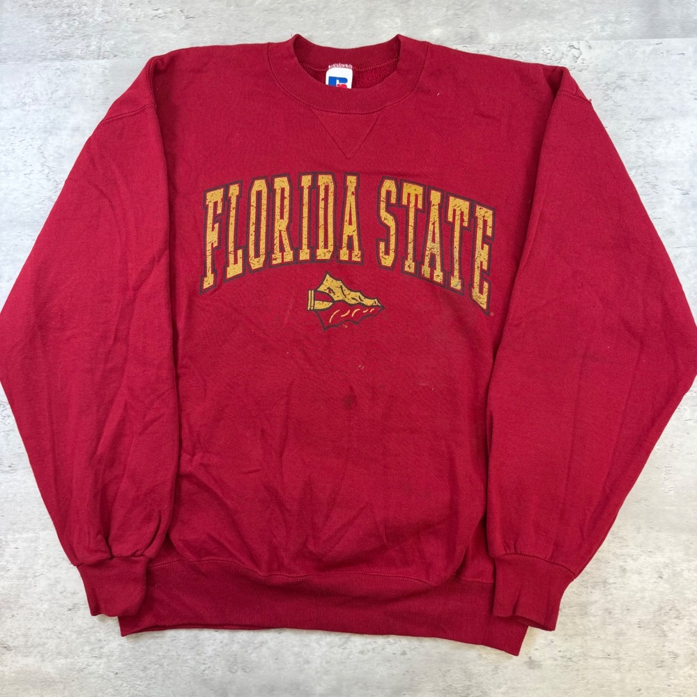 Vintage Russell Athletic Florida State Seminoles Sweatshirt L Red 90s USA Made